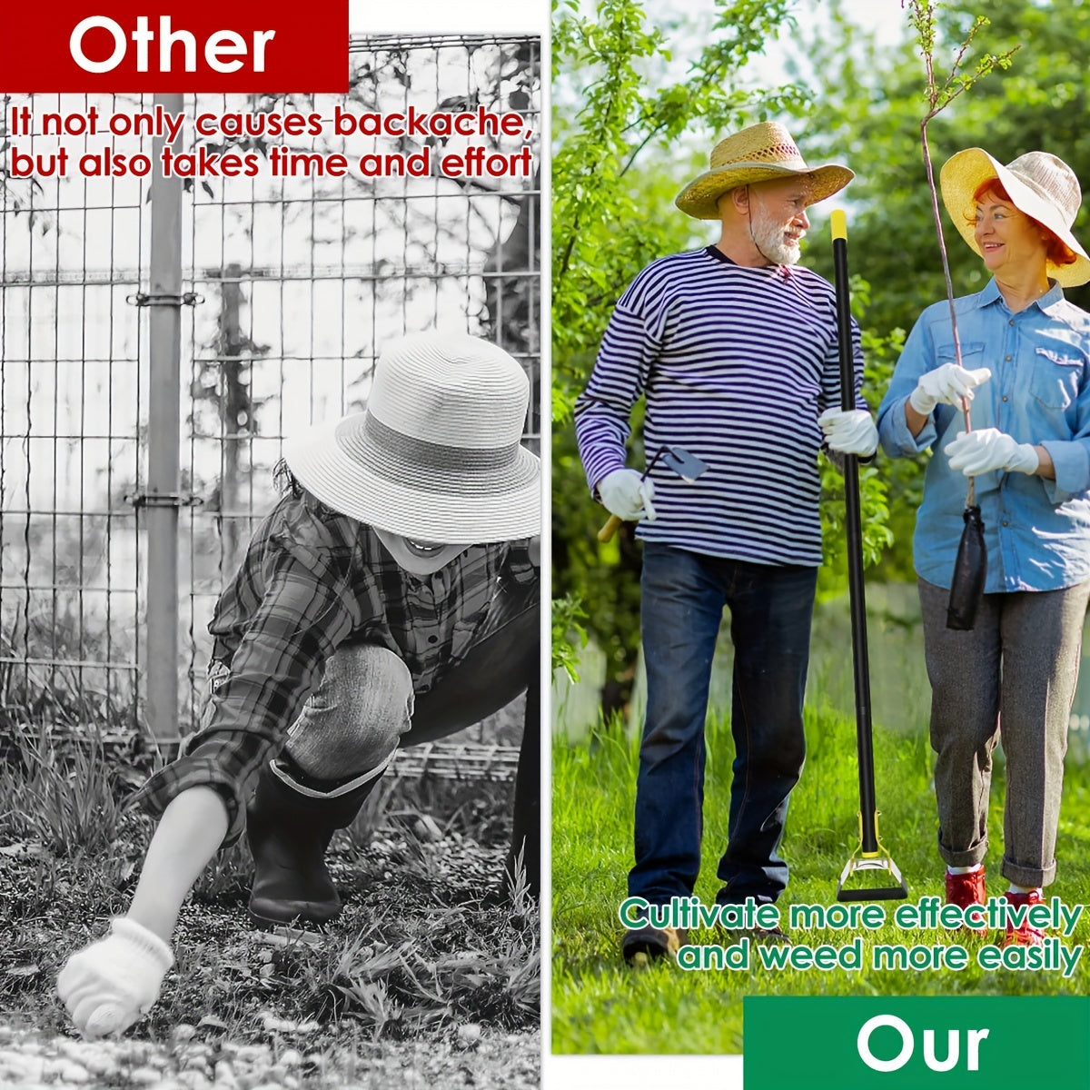 Attrezzo da Giardinaggio Ergonomico in Acciaio Inossidabile con Testa Triangolare – Per Erbacce e Lavorazione del Terreno