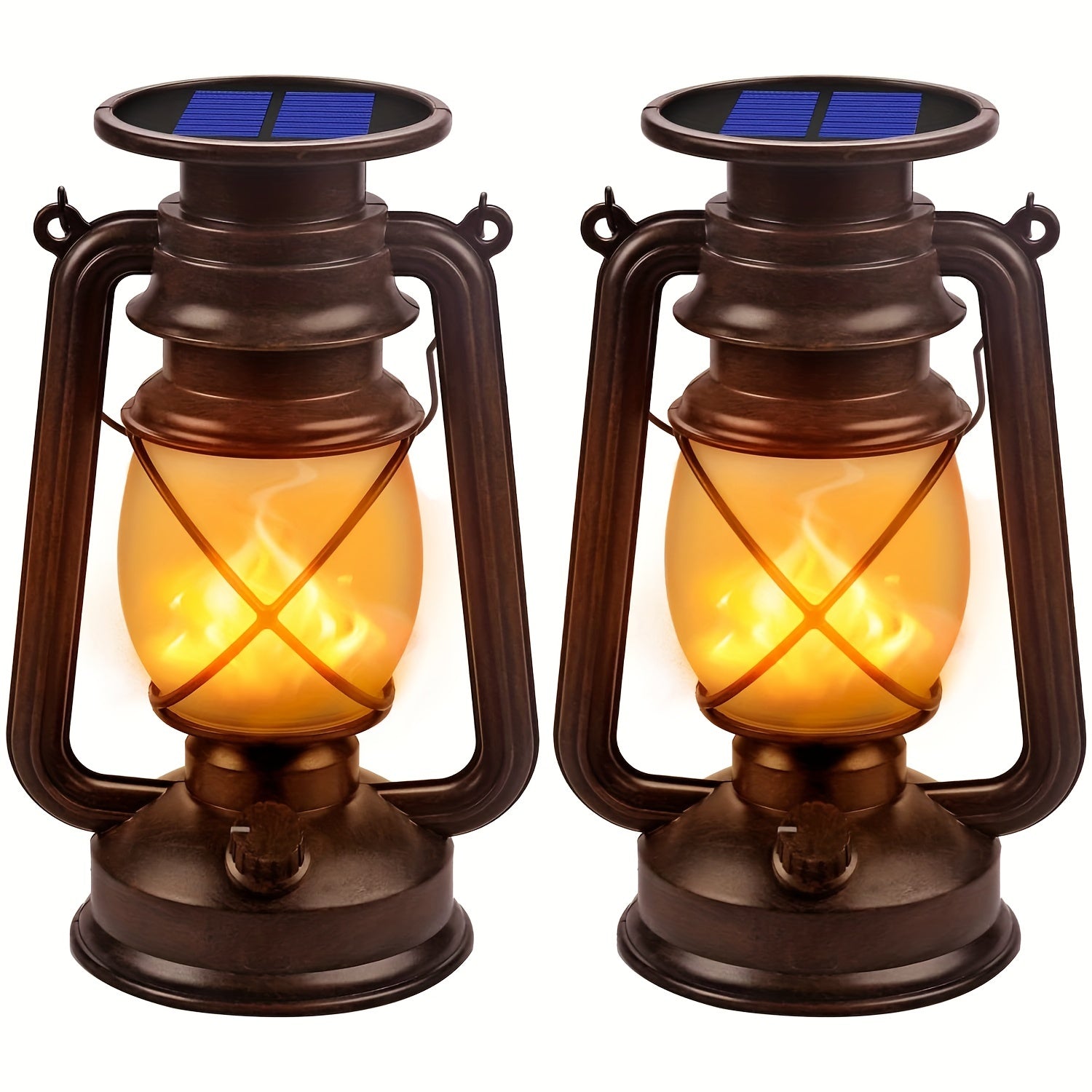 Set di 2 Lanterna Solari – Vintage Fiamma Danzerina Luci LED per Giardino e Patio