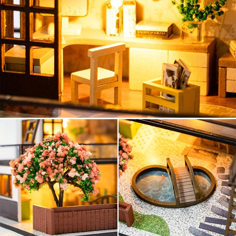 Kit di Puzzle 3D Miniatura Villa – Modello Fai-da-Te con Illuminazione LED e Interni Dettagliati