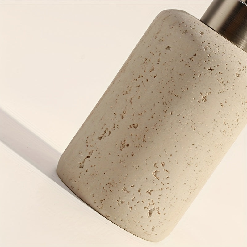 Dispenser per Sapone in Marmo – Dispenser di Resina di Lusso con Pompa in Acciaio Inossidabile per Bagno o Cucina