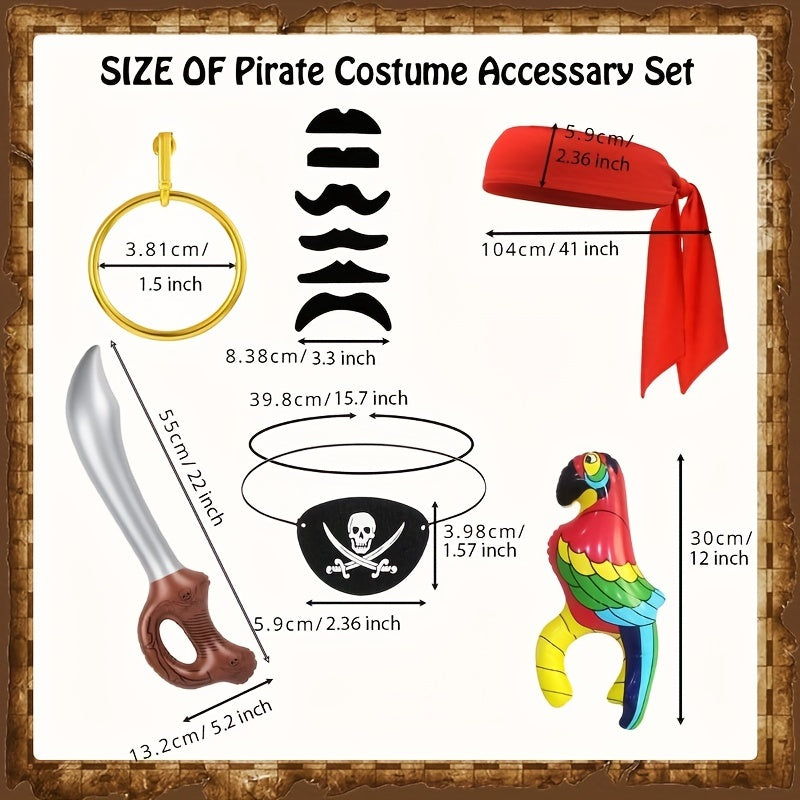 Set Completo di Accessori da Pirata – Con Pappagallo, Occhiale da Pirata e Spada per Costumi