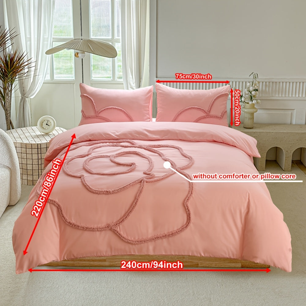 Set di Biancheria da Letto Trapuntata – Copriletto e Federe con Design a Grande Fiore