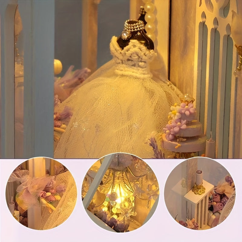 Abito da Sposa DIY per Casa delle Bambole – Set di Costruzione 3D con Illuminazione e Mobili Decorativi