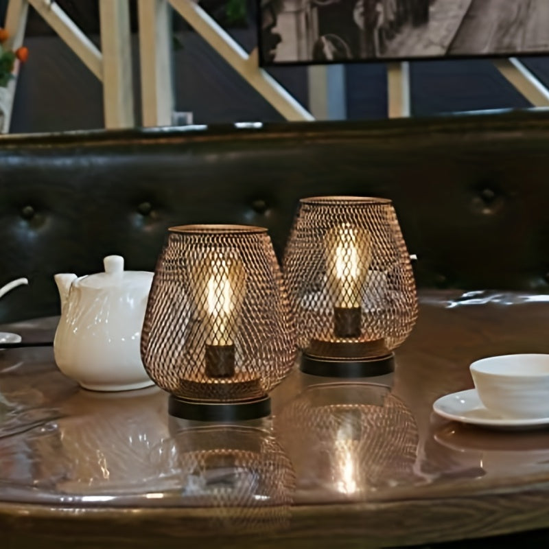 Set di Lampade da Tavolo RusticMesh – Stile Industriale e Illuminazione Atmosferica