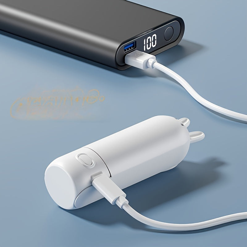 Mini Ventilatore Portatile – Ventilatore USB Ricaricabile 2-in-1 con Design a Forma di Coniglio per Viaggi e Estate