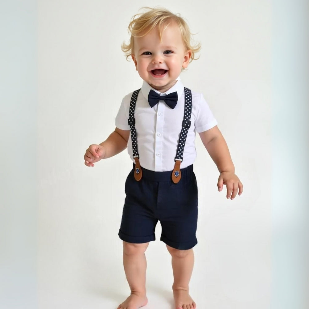 Completo Chic per Ragazzi 3 Pezzi – Camicia Blu, Gilet e Pantaloni con Papillon