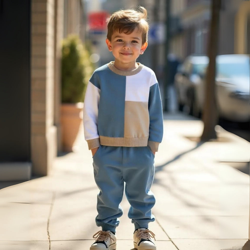 Completo Sportivo Trendy per Bambini – Design a Blocchi di Colore Confortevole