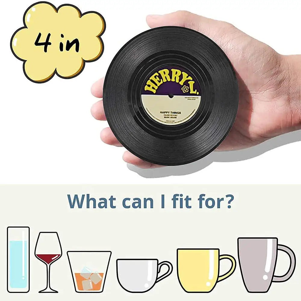 Set di Sottobicchieri in Vinile Retro - Proteggi i Tuoi Mobili con Stile Musicale