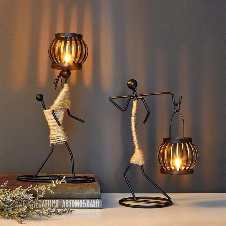 Figure di Lanterne Rustiche Porta Candele - Illuminazione Elegante e Atmosferica