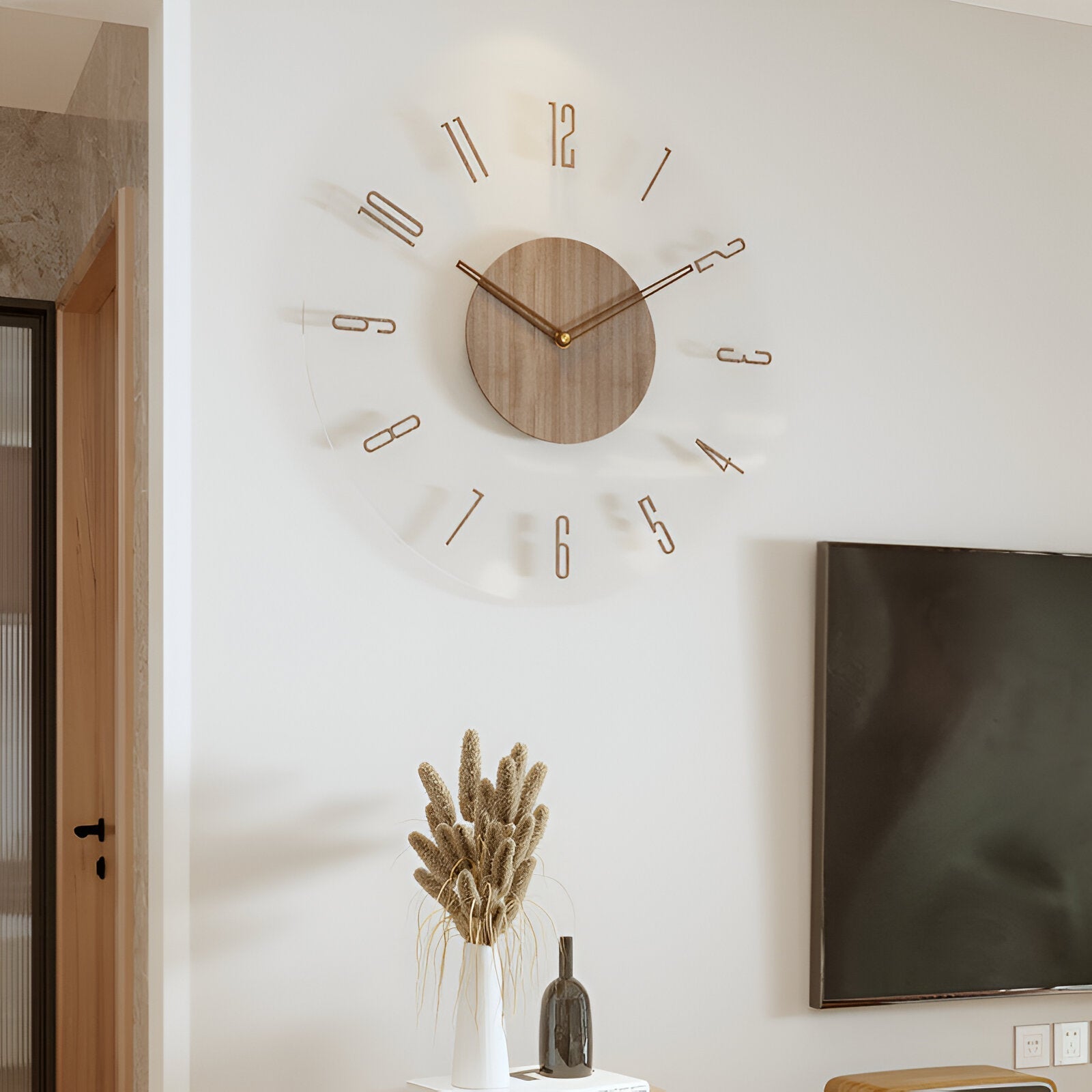 Orologio da Parete ClearWood Silent – Design Moderno in Legno e Acrilico