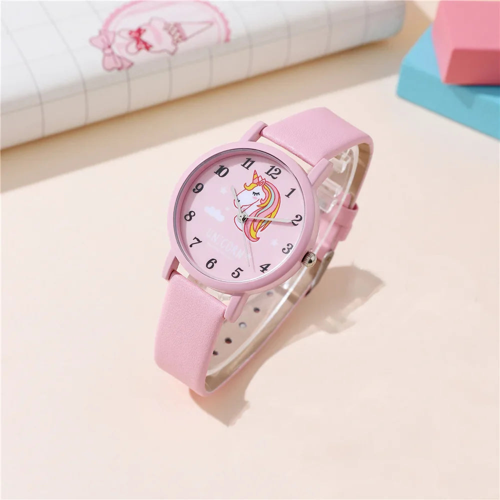 Orologio per Bambini Unicorno Carino – Cinturino in PU e Design Cartoon