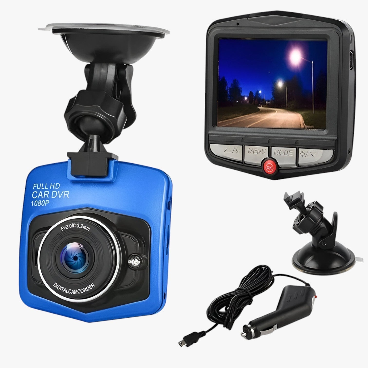 Dashcam Compatta 1080p HD – Visione Notturna con Registrazione in Loop