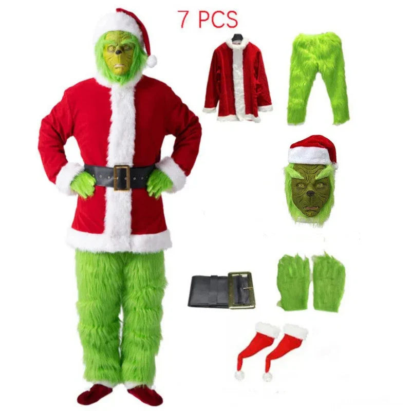 Costume di Natale Grinch - Completo di Accessori per un Aspetto Festivo