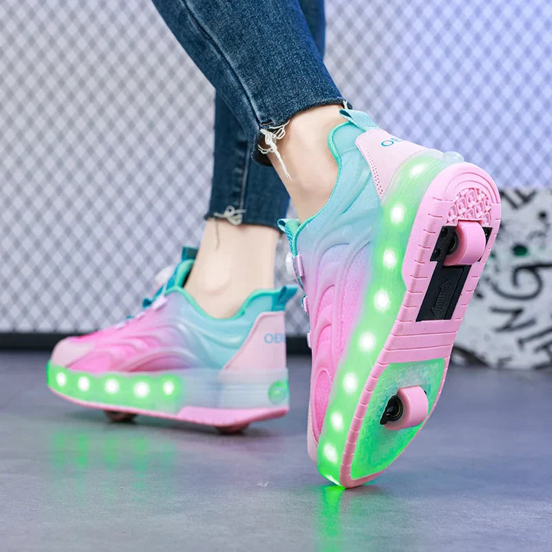 Scarpe da Roller Skate LED per Bambini – Sneakers Illumitate per Ragazzi e Ragazze con Ruote Ricaricabili USB