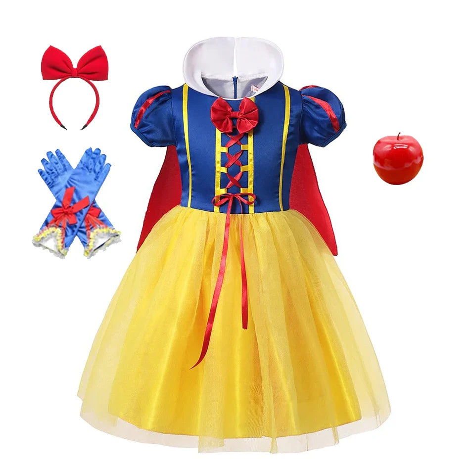 Abito da Principessa Biancaneve – Con Mantello, Tiara e Accessori Magici