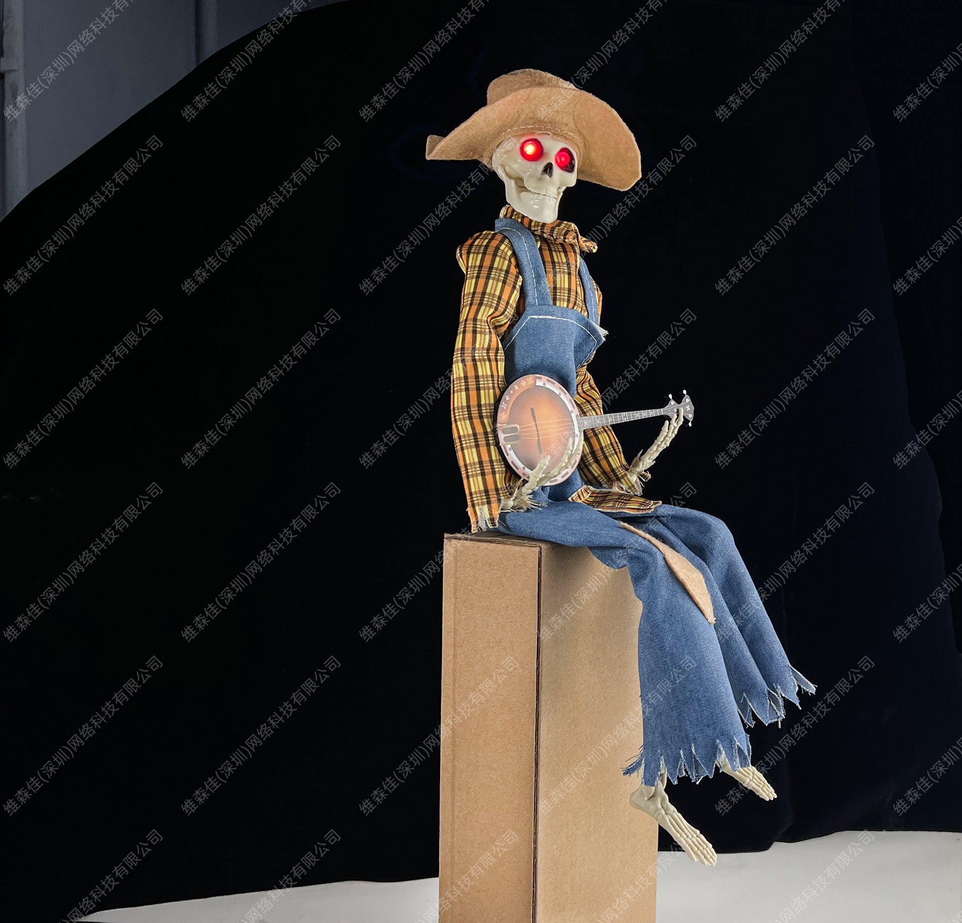 Scheletro di Halloween con Banjo – Decorazione Illuminata con Suono