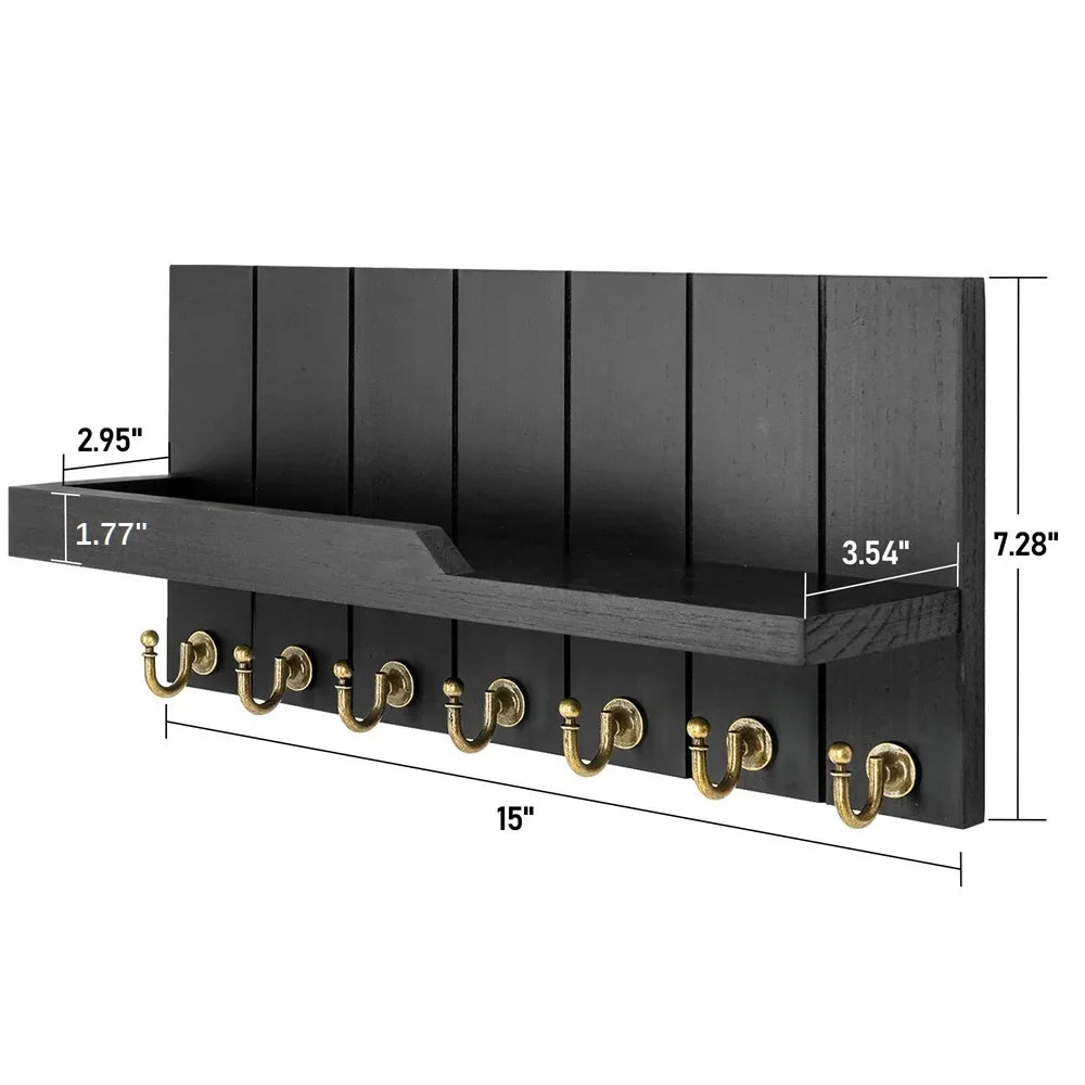 Portachiavi in Legno con Mensola - Soluzione Elegante per Chiavi e Posta