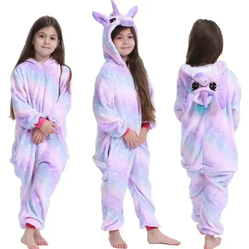 Pigiama Fleece Unicorno – Pigiama Carino con Corno e Orecchie per Ragazze