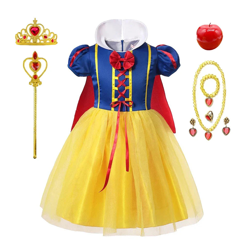 Abito da Principessa Biancaneve – Con Mantello, Tiara e Accessori Magici