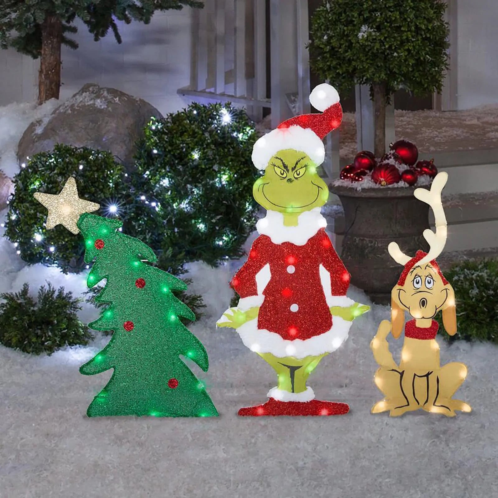 Decorazione Natalizia Grinch - Illumina il Giardino per le Feste