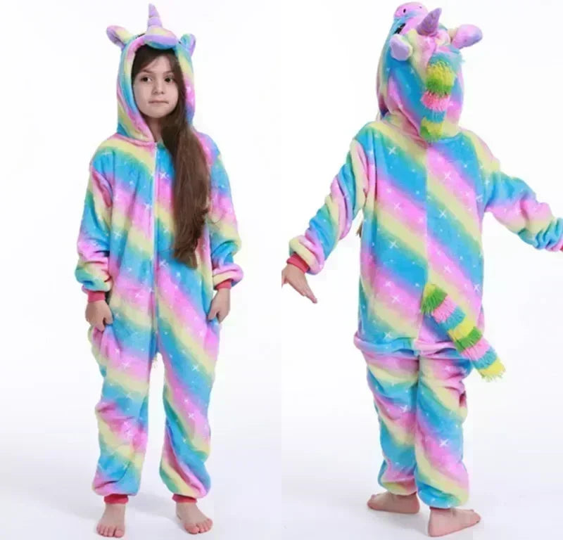 Pigiama Fleece Unicorno – Pigiama Carino con Corno e Orecchie per Ragazze