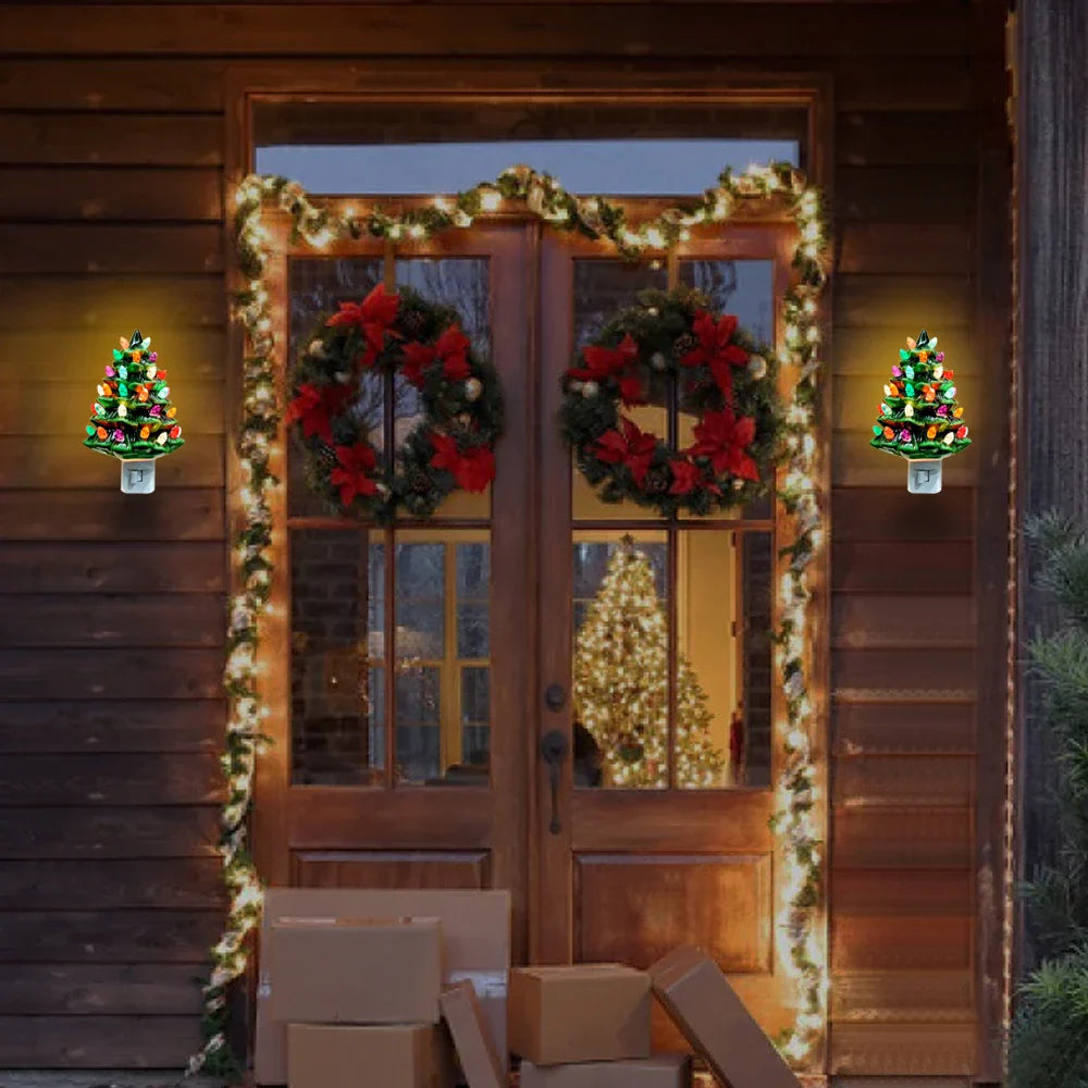 Lampada Notturna in Ceramica a Forma di Albero di Natale - Decorazione Festiva per la Tua Casa