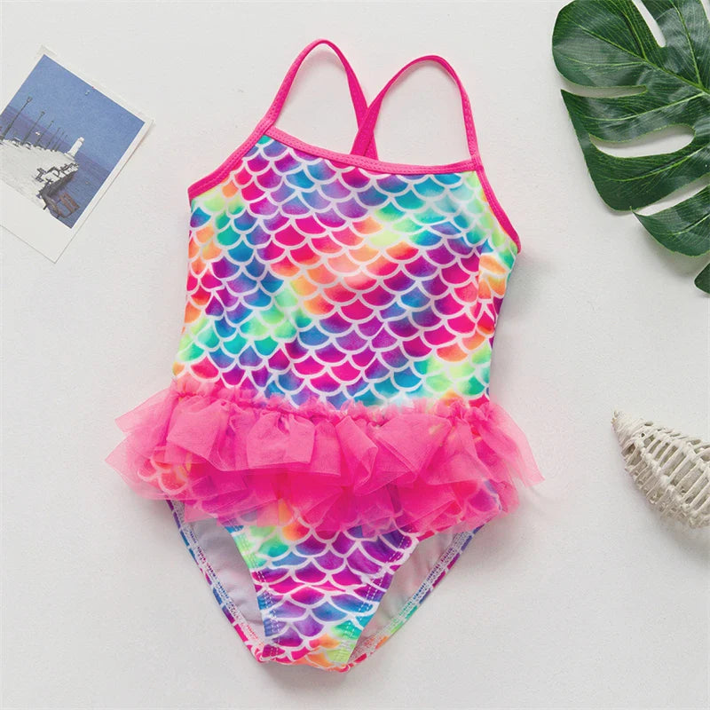 Costume da Bagno per Ragazze con Design di Sirene e Unicorni – Perfetto per Bambini di 4-8 Anni