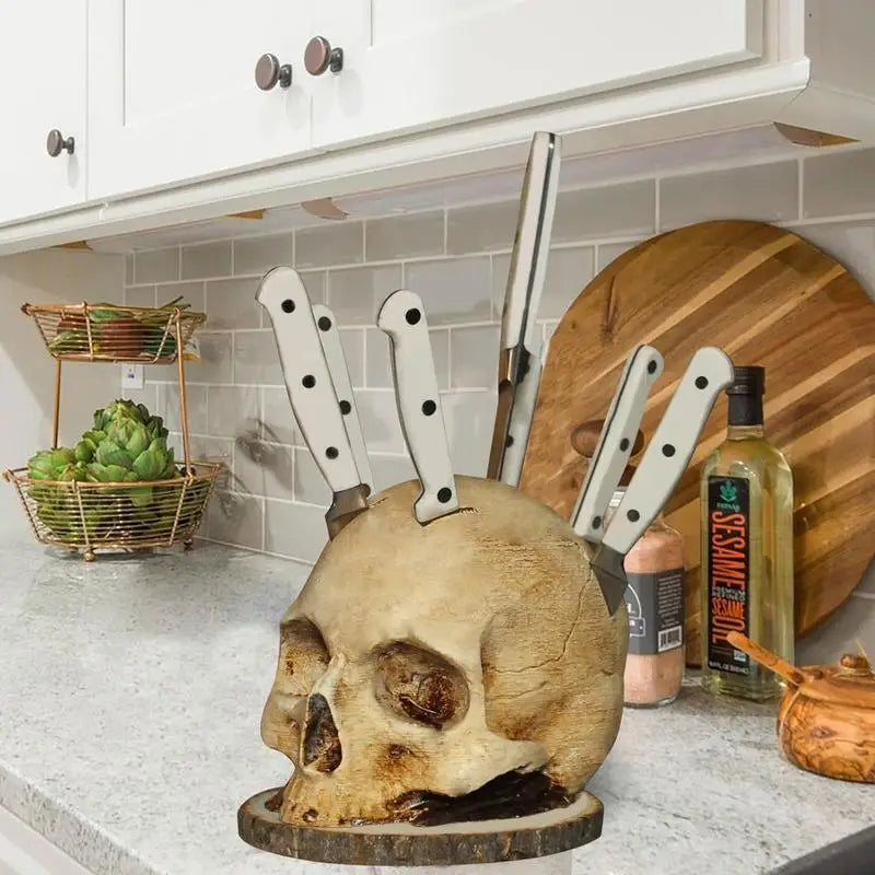 BladeSkull - Porta Coltelli Teschio Unico per Coltelli da Cucina