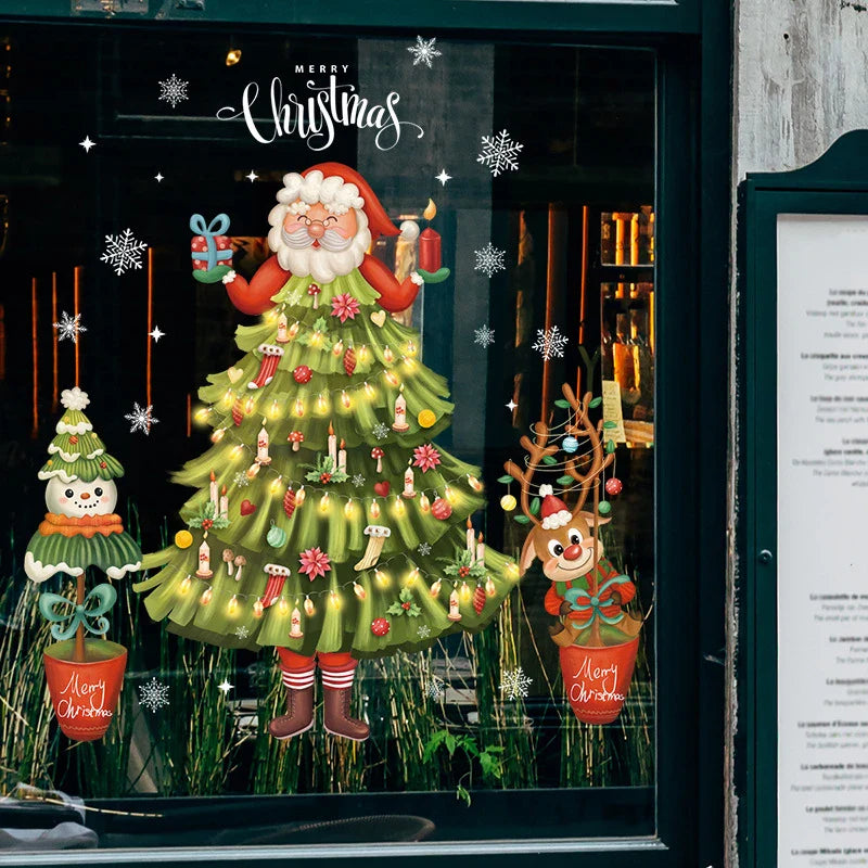 Decorazione per Finestra Natalizia - Decorazione Festiva con Babbo Natale e Animali per un Natale Suggestivo