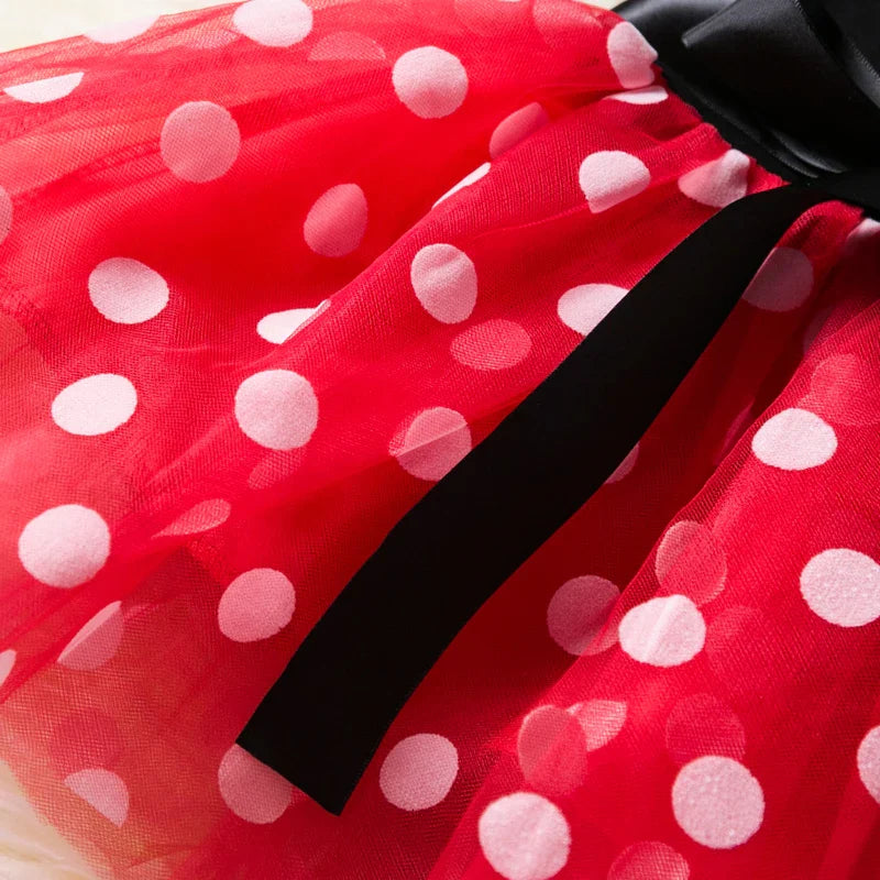Costume di Minnie Mouse per Ragazze – Abito a Pois con Fascia per Capelli e Fiocco