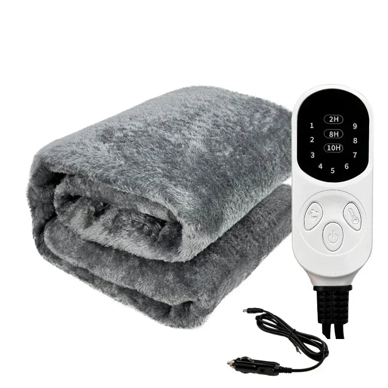 Coperte Elettriche per Auto – Coperta da Viaggio Riscaldata 12V con Timer e Regolazione della Temperatura