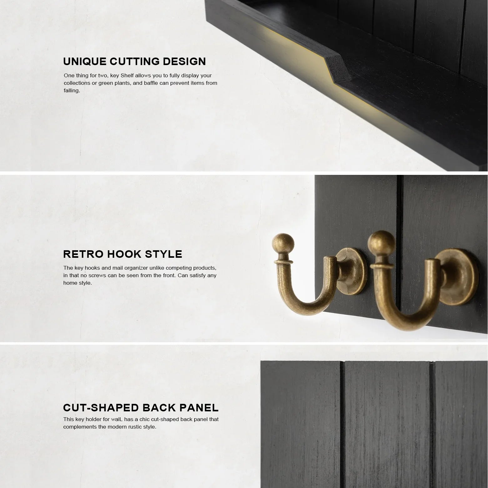 Portachiavi in Legno con Mensola - Soluzione Elegante per Chiavi e Posta