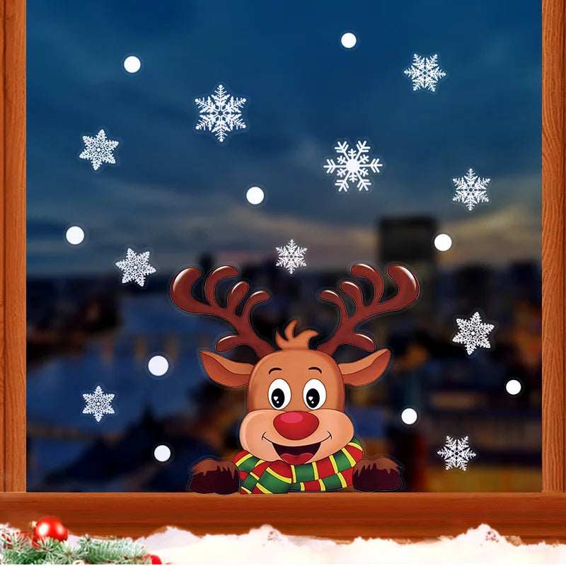 Decorazione per Finestra Natalizia - Decorazione Festiva con Babbo Natale e Animali per un Natale Suggestivo