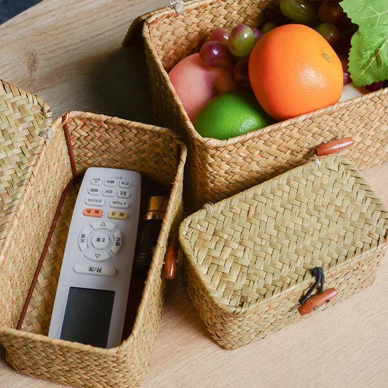 Set di Ceste di Stoccaggio Naturali - Intrecciate a Mano e Stilose