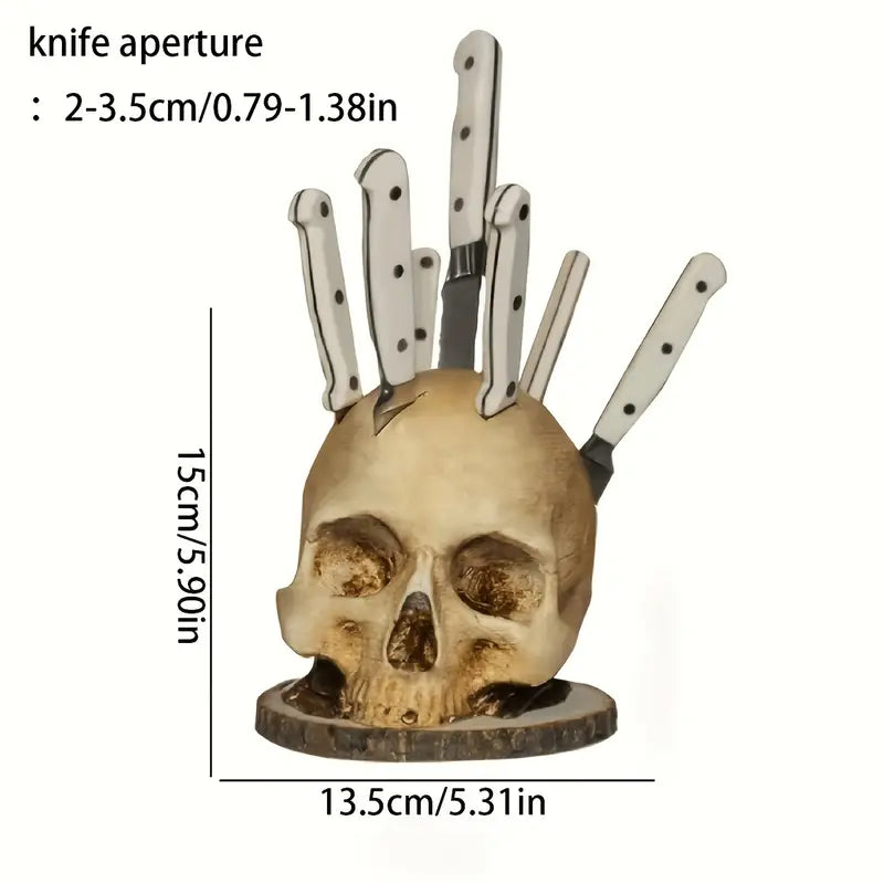 BladeSkull - Porta Coltelli Teschio Unico per Coltelli da Cucina