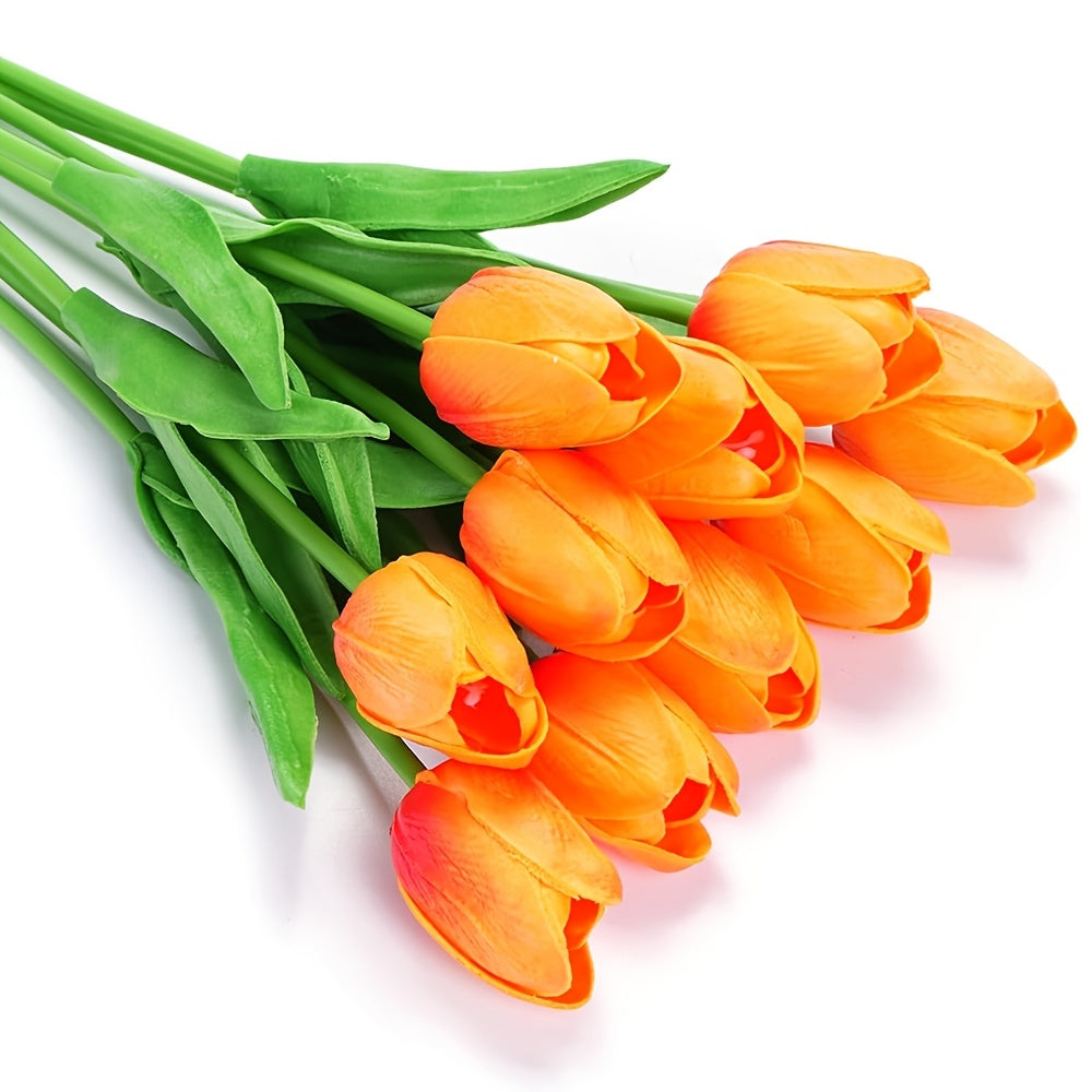 Set di 10 Tulipani Bianchi Artificiali – Perfetti per Matrimoni, Fotografia e Decorazione d'Interni