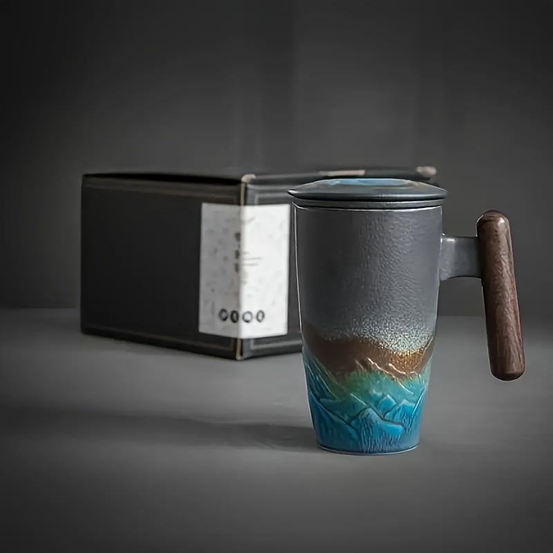 Tazza da Tè in Ceramica Fatta a Mano con Filtro – Design Autentico e Uso Pratico