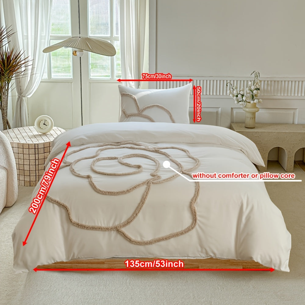 Set di Biancheria da Letto Trapuntata – Copriletto e Federe con Design a Grande Fiore