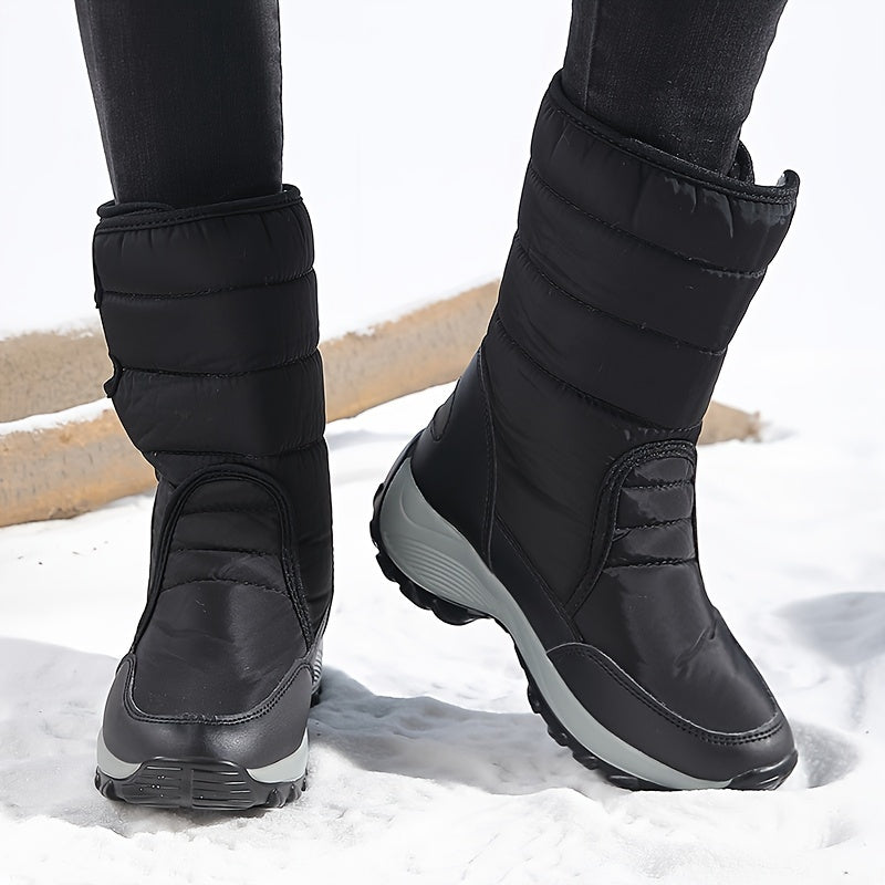 Stivali da Neve Mid-Cut per Donne – Stivali Invernali Caldi con Suola Antiscivolo e Chiusura a Velcro
