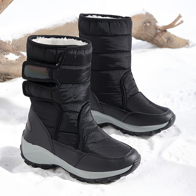 Stivali da Neve Mid-Cut per Donne – Stivali Invernali Caldi con Suola Antiscivolo e Chiusura a Velcro