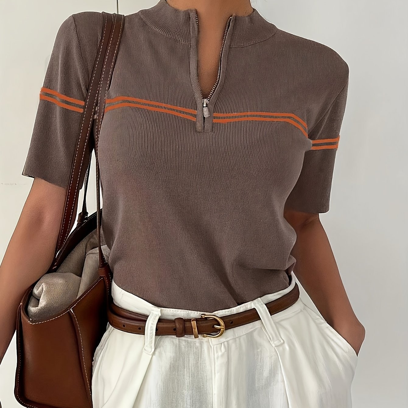 Polo da Donna a Righe con Dettaglio Zip – Top Estivo Leggero e Casual