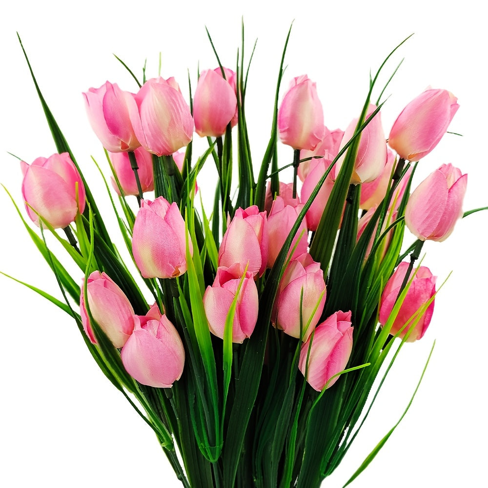 Set di 6 Mazzi di Tulipani Artificiali – Resistenti ai raggi UV e Realistici per Decorazioni da Giardino e Interni