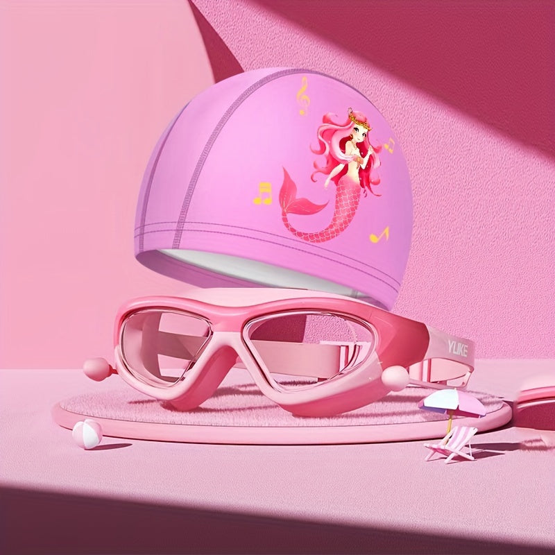 Set di Occhialini da Nuoto e Cuffia per Bambini – Comfort e Protezione Giocosa in Acqua