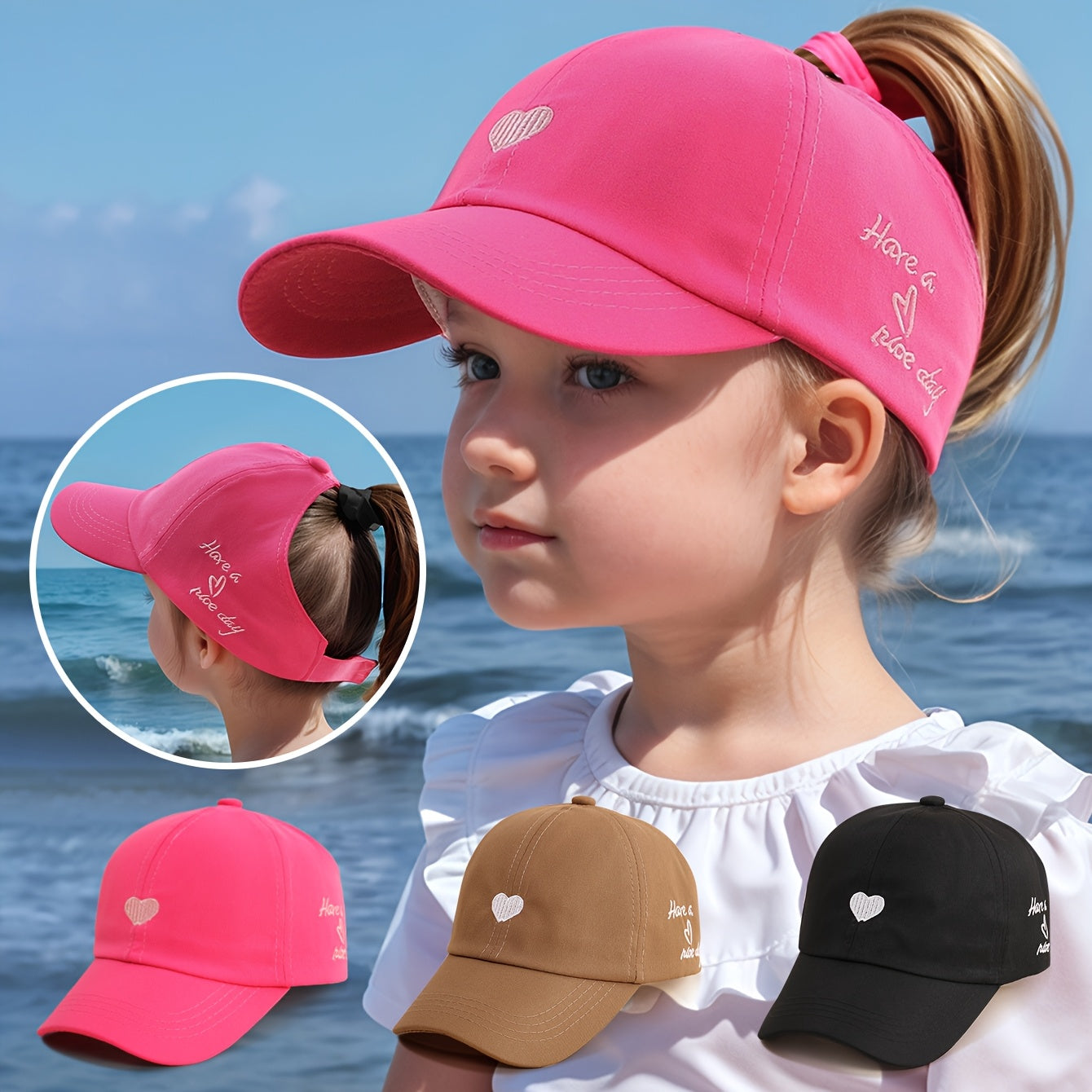 Cappellino da Baseball Regolabile per Bambini – Ricamo a Cuore e Comfort Traspirante