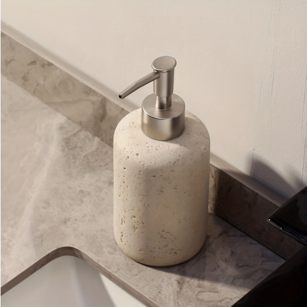 Dispenser per Sapone in Marmo – Dispenser di Resina di Lusso con Pompa in Acciaio Inossidabile per Bagno o Cucina