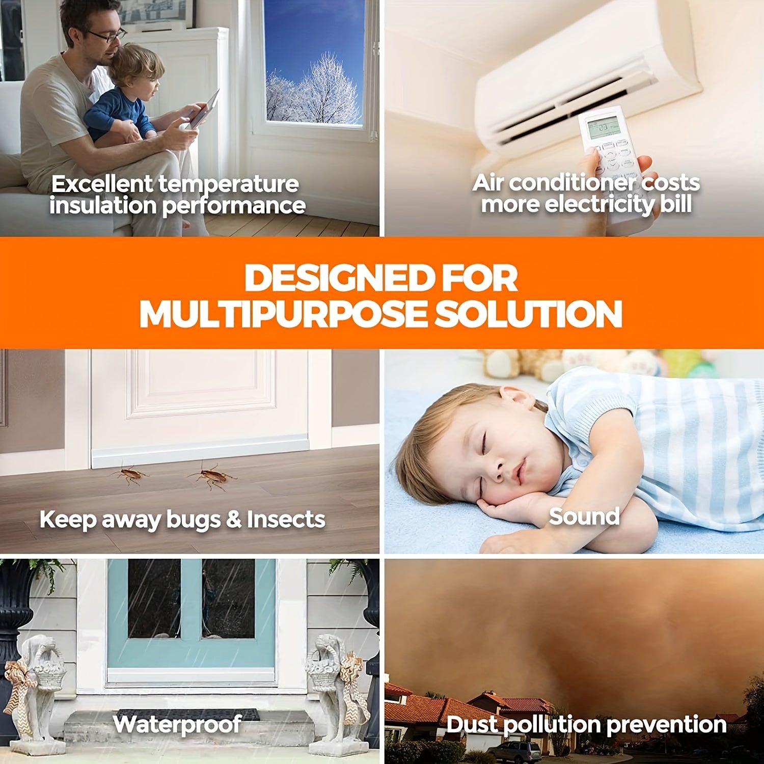 Paraspifferi per Porta - Raschietto per Porta in Silicone con Forte Colla e Isolamento Acustico