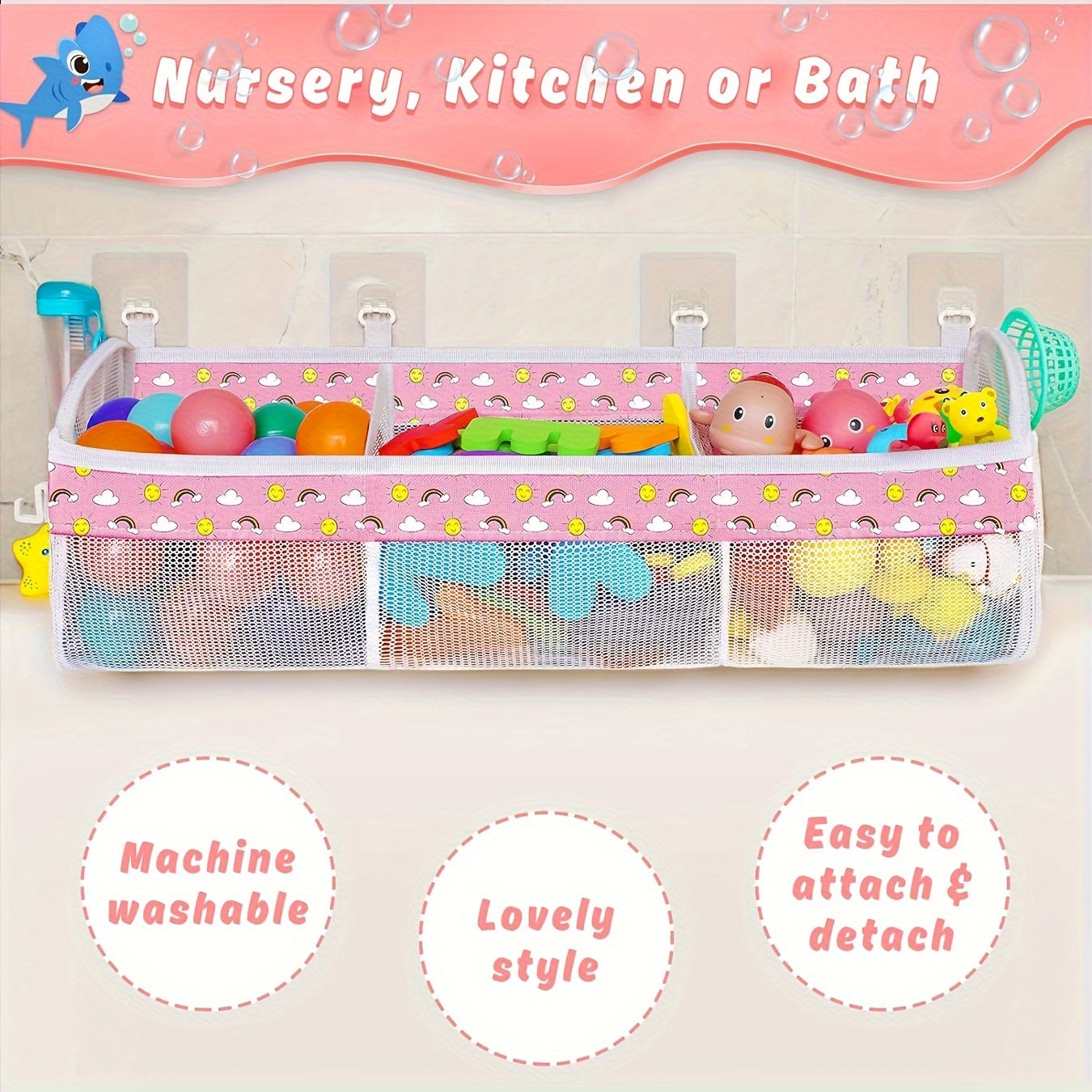 Organizzatore di giocattoli da bagno in rete - Perfetto per tenere tutto in ordine