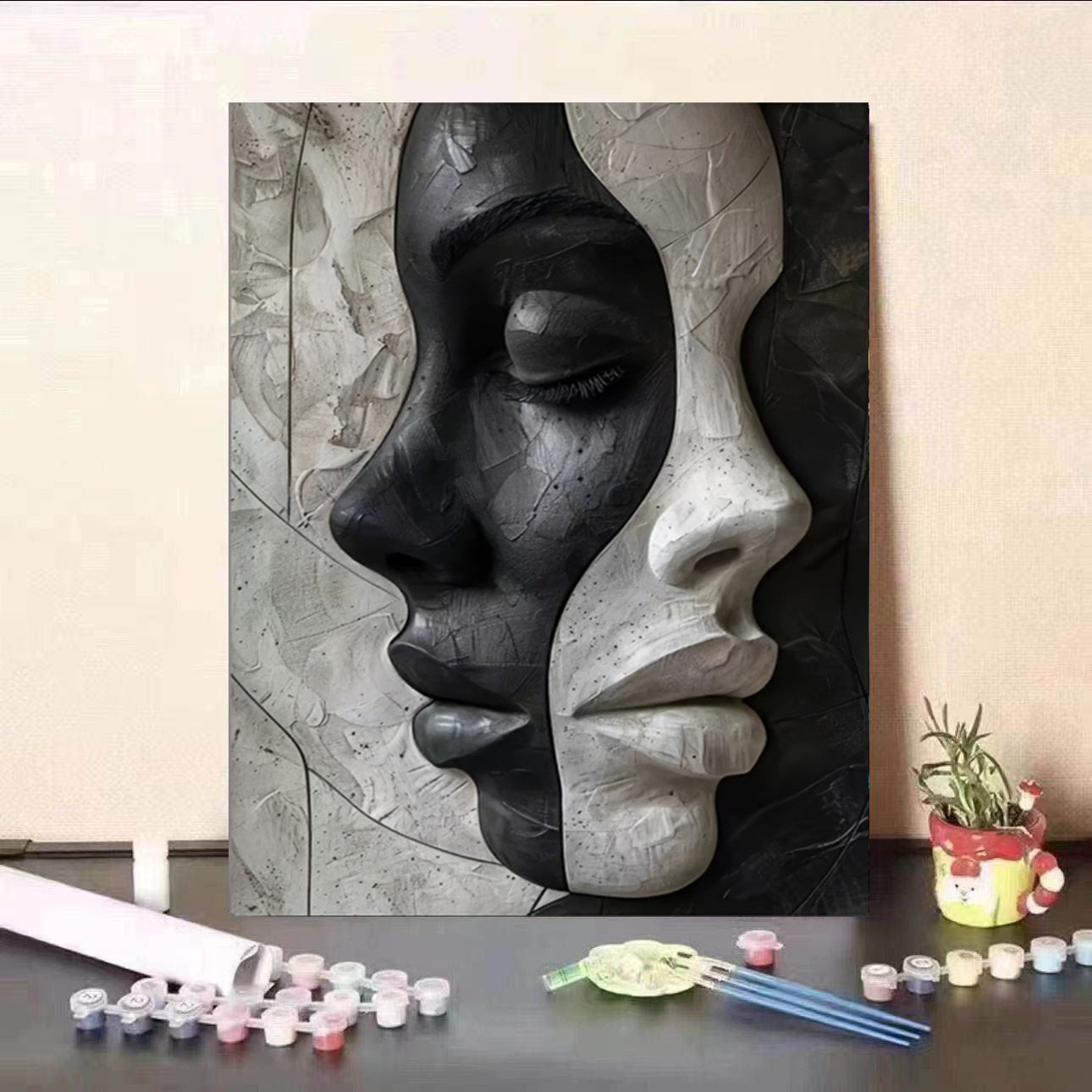 Ritratto Astratto Femminile 3D – Set Canvas Fai-da-te per Amanti dell'Arte