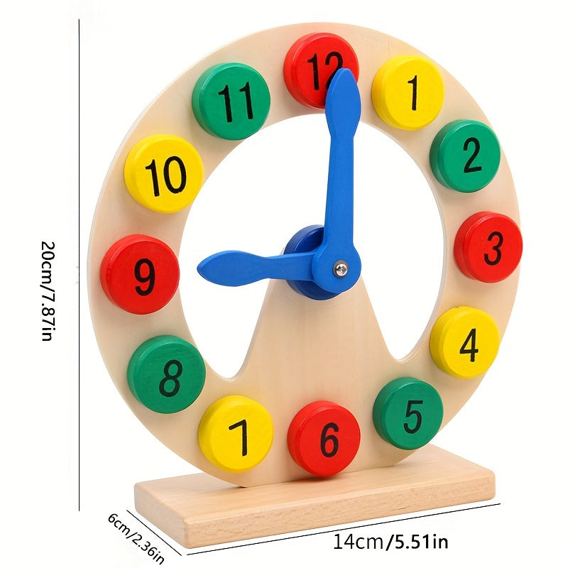 Orologio di Legno per Bambini – Giocattolo Educativo per Imparare i Numeri e il Tempo