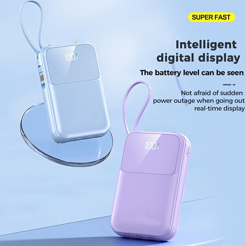 Powerbank Portatile Ultimativa 10000mAh - Ricarica Rapida con Cavi Integrati